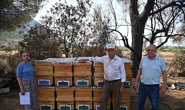Yangında Kovanları Zarar Gören Arıcıya Büyükşehir’den Destek